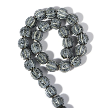 1 Strand  Pumpkin Shape Stripe Ceramics Beads Colorful Floral Glaze Beads for Jewelry Making DIY Loose Spacer Beads Accessories
