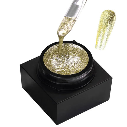 Reflective Glitter Gel Polish Mirror Chrome Effect Gold Silver Black UV Cured Long Lasting Shiny Salon Home DIY Nail Art