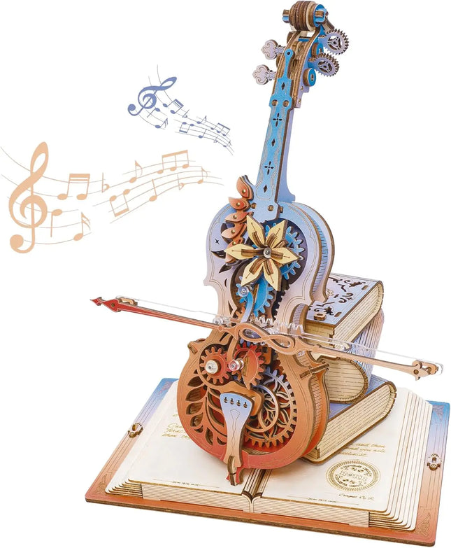 ROKR 3D Magic Cello - 3D Wooden Puzzle - Automatic Playing Mechanical Music Box, DIY Music Gift Set, Adult Gift Decoration,AMK63M