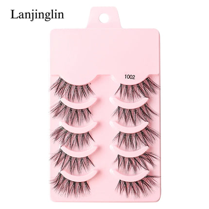 Half Eey Lashes 3/5/10 Pairs New Faux Mink Lashes Natural False Eyelashes Wispy Fluffy Eyelash Extension Makeup Half Lashes Tool