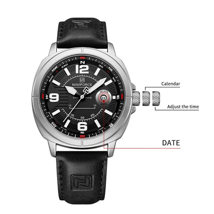 NAVIFORCE Brand Men Quartz Watch High Quality PU Band Calendar Male Wristwatch Auto Date Display Waterproof Clocks Reloj Hombre