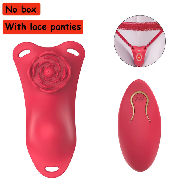 10-Frequency Lace Wear Rose Vibrator Long-Distance Remote Control Clitoral G-Spot Masturbation Sex Toy for Adult Female Couple Play