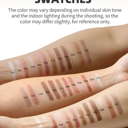 YOUNG VISION 12 Color Eyeshadow Stick Waterproof  Pearl Shimmer cream formula easy to color fine and smooth Woman makeup