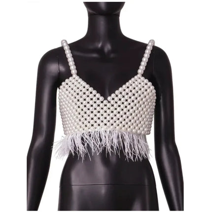 Sexy Accessories Women Bikini Pearl Chest chain Body Chain Jewelry Totally Hand-made Bra Fringed For Beach Nightclub Waist Chain