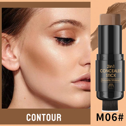 Double-head Face Bronzer Contour Stick Cream Makeup Light Dark Shadow Lasting Concealer Facial Brighten Contouring With Brush