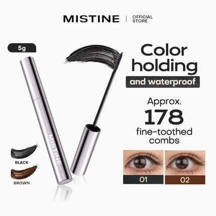 Mistine Waterproof Mascara 24-Hour Curling Lifting Lengthening Mascara No Clump Smudge-Proof Black Mascara 5g 1  Count