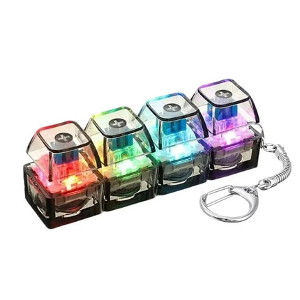 `Clickable Keyboard Keychain LED Light - Stress Anxiety Relief Fidget Toy, Portable Desktop Accessory for Office Decoration Gift