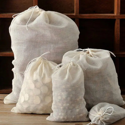 5 PC 100% Cotton Cloth Bag Spice Strainer Mesh Filter Herbal Ball Kitchen Cooking Tools Colander Bag