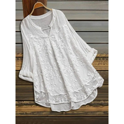Plus Size 1XL-5XL Summer New Women's Shirt Solid Color Loose Fit Lightweight Casual Blouse