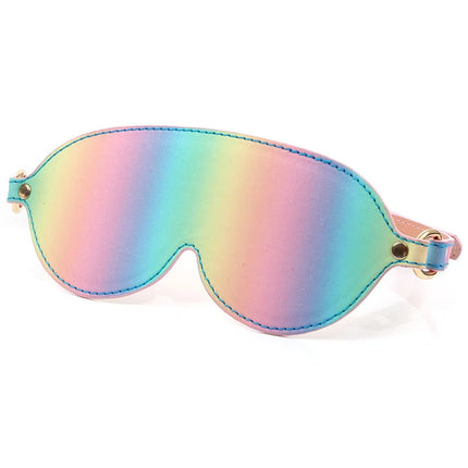 Bondage Sex Mask PU Leather Rainbow Blindfold BDSM Flirt Sex Toys For Woman Adult Couple Sexy Eye Mask Sleeping Masquerade Toys