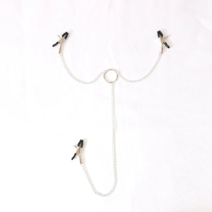Faux Leather Choker Collar With Nipple Breast Clamp Clip Chain Couple SM Sex Toys For Woman Sex Tools For Couples Adult Games