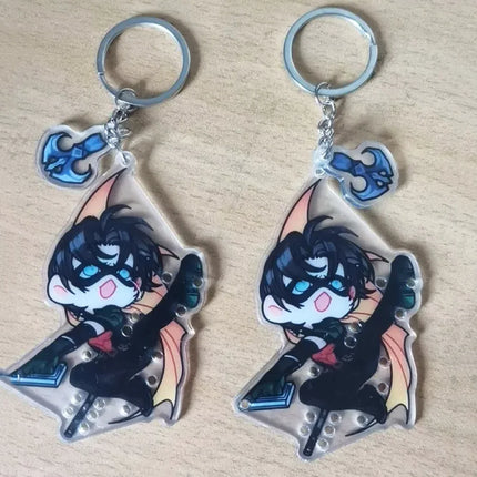 Anime Tim Drake Red Robin Cosplay Key Chain Acrylic Keychain Cartoon Figures Model Bag Pendant Keyring Accessories