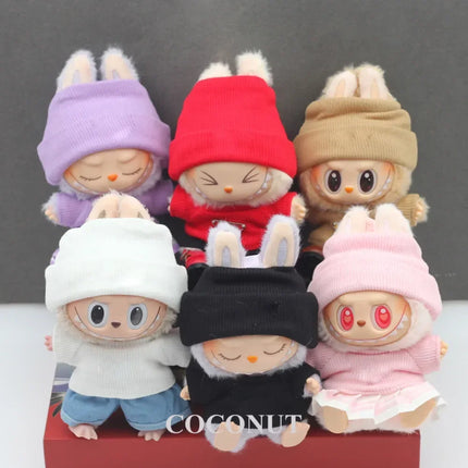 Sweater Set For 15/17cm Ropa Labubu Doll Clothes Match Knitted Hat T-shirt Dopamine Color Matching Fashion Design