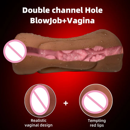 2 in 1 Male Masturbator Realistic Vagina Anal Mouth Real Deep Pussy Throat Sex Toys for Men Vaginal Oral Masturbation Cup 18