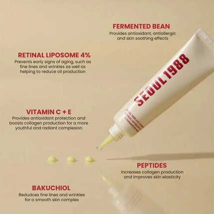Seoul 1988 Retinol Eye Cream 4% Anti Aging Eye Treatment Dark Circles, Wrinkles, Puffiness Firming & Lifting Eye Cream For Women