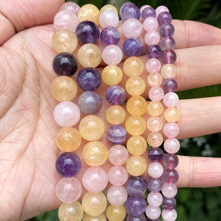 Natural Stone Beads Round Morganites Tourmalines Aquamarines Jades Quartzs Crystals Spacer For Jewelry Making DIY Bracelet