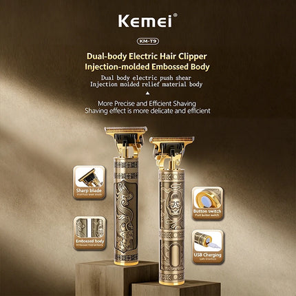 KEMEI KM-T9 Electric Hair Clipper Professional USB  Clipper Professional Beard Trimmer Haircut Grooming Kit Hair Cutting Machine