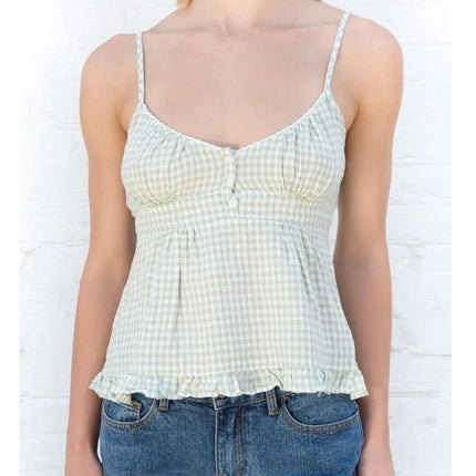 Xingqing Ruffle Top Buttons Y2K Kawaii Women Crop Tops Cute E-girl Short Sleeve T-shirt Sweet Fairy Core Clothes Summer 2024 Vest