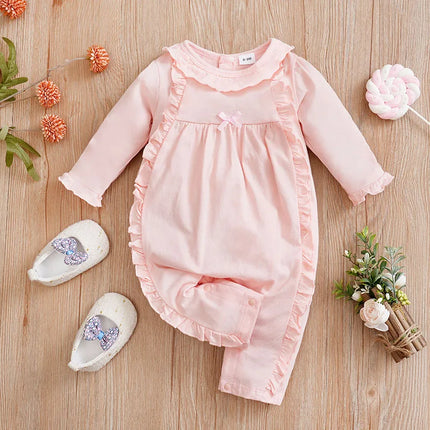Newborn Clothing Solid Color Casual Comfortable Soft Cotton 0-18 Boys And Girls Spring And Autumn Long Sleeved Baby Jumpsuit
