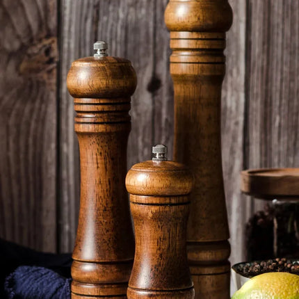 5" 8" 10" Salt and Pepper Grinder, Solid Wood Spice Pepper Mill with Strong Adjustable Ceramic Grinder Kitchen Cooking Tools