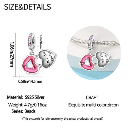 100% 925 Sterling Silver Fashion Pink Princess Skirt Bag Lipstick Charms Beads Fit Qikaola Original Bracelets DIY Jewelry Gifts