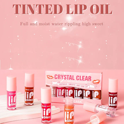 6pcs Set Small Bottle Hydrating Jelly Lip Oil Long Lasting Moisturizing Shimmer Gloss Smooth Care Non Sticky