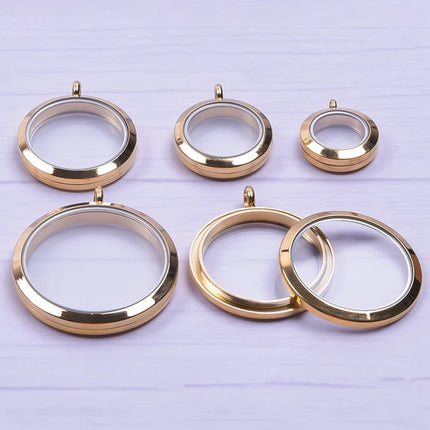 1Pc Stainless Steel Openable Glass Coin Bezel Cremation Urn Locket Pendant Round Reliquary Picture Medaillon кулон Jewelry