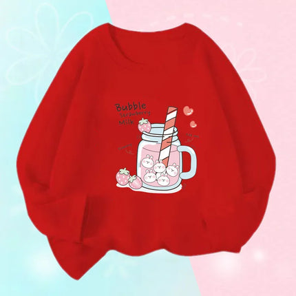 Kids T Shirt Floral Girl with Heart Bicycle Print Tops Girls Casual Cute Graphic Tee Shirt Long Sleeve Cartoon T-shirts