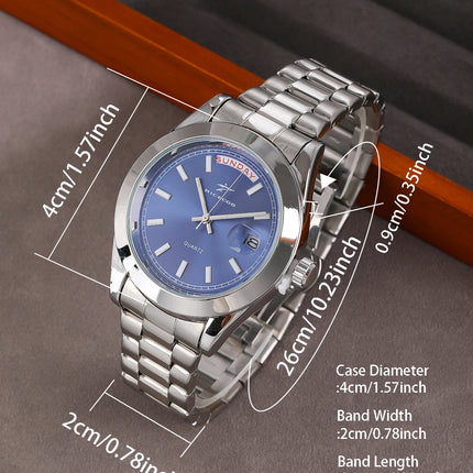 Fashion Watch Casual Clock for Men Business Daily Stainless Steel Quartz Wristwatch Clock Watch for Couples Father Gift