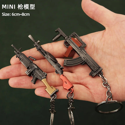 Hot Game Keychain Jewelry Weapon Mini Gun Model Metal Pendant Key Chain Fashion Chaveiro Bag Car Key Holders Gift For Kids Men