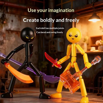 [JT]1Set Movable Assembled Robot Home Office Desk Ornaments Multi-jointed Matchmaker Decorative Creative Stickman Festival Gift