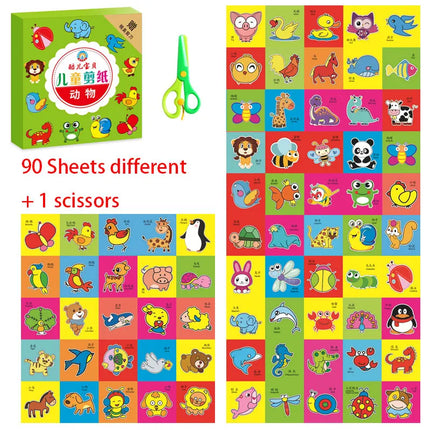 49-91pcs Learn Scissor Skills Cut Paper Craft Toys Safety Scissors Preschool Cutting Practice Activity Book Toddlers Kids Gifts