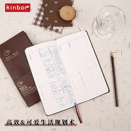 Kinbor Weekly Planner Notebook UnDated Agenda Schedule Daily Monthly Journal Book Portable Record Diary Plan Notepad Stationery