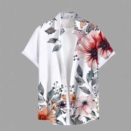 Fashion Men's Hawaiian Shirts 3D Printed Short Sleeved Button Down Lapel Shirts Oversized Tops Summer Casual Aloha Shirt For Men