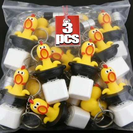 2PCS Funny Screaming Chicken Keychain Sound Light Press Button Stress Relief Fidget Toy Cute Bag Pendant Novelty Gift