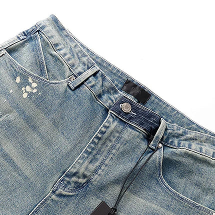 RTA Brand Men's Slim Fit Paint Graffiti Damaged Destroyed Hole Skinny Denim long Trouser Jeans Pants Streetwear