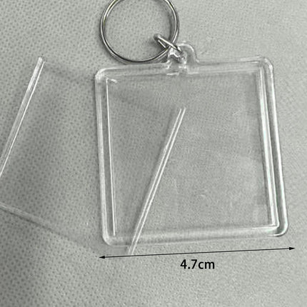 Photo Frame Keychian Acrylic Rectangle Insert Picture Frame Keyring Key Holder DIY Split Ring Gift for Women Ladies Girls