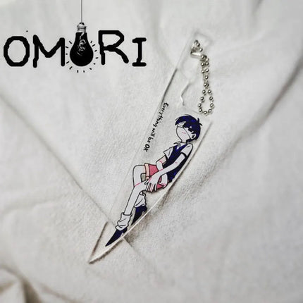 Game Omori Sunny Cosplay Keychain Transparent Acrylic Knife Pendant Keyring Key Chain Bag Ornament Accessories Decoration Props