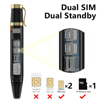 SERVO BM111 Pen Phone Portable Fan 3-in-1 Mobile Phone Dual SIM Bluetooth Dial Recorder Magic Voice Pen Style Telephone Original