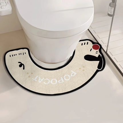 VIKAMA Diatomaceous Earth Bathroom Floor Mat, Surround Shape Toilet Floor Rug, Absorbent Non-Slip Mat, Anti-Fouling Bathroom Decor