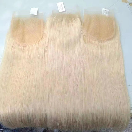 12-22 Inch 5x5 613 Blonde Straight Human Hair Closure Transparent Lace Closure Brazilian Virgin Hair 150% Density Full End