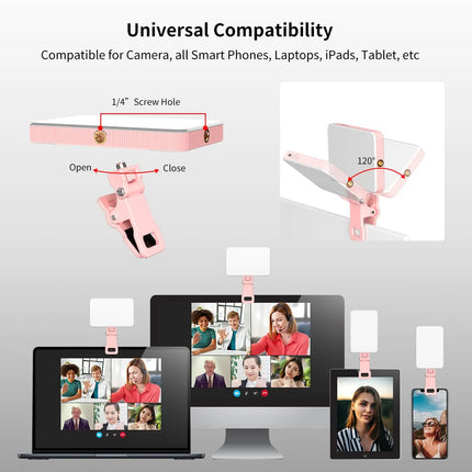 KingMa LED Selfie Light 80 Power Rechargeable Clip Fill Video Light for Phone iPad with Front & Back Clip Adjusted 3 Light Modes