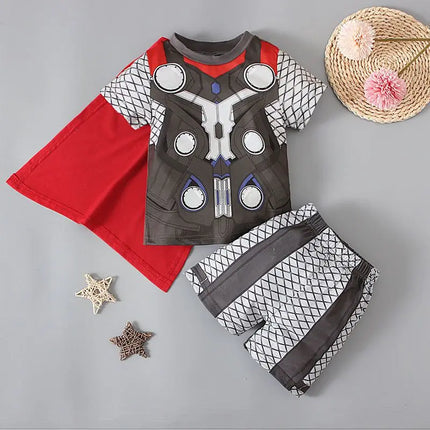 BeastKingdom Summer Kids Short Sleeve Anime Personality Fashion Comfortable Spiderman Top Shorts Set Loungewear holiday gift