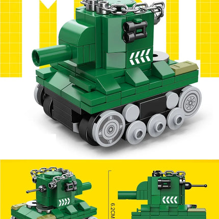 Spring Powered Mini Building Blocks Combat Aircraft Tank Series Desktop Model Kids Toy Adult Creative Gift Colorful Bags