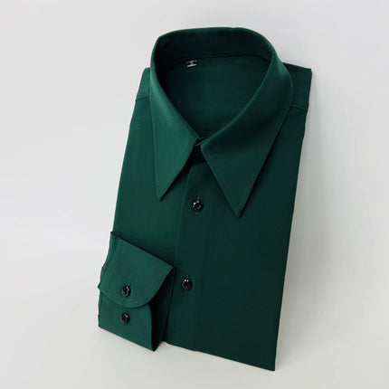 2025 New High Quality Spread Collar Men's Shirt Wrinkle-Free Long Sleeve Slim Fit Business Casual Vintage Office Wear Men Shirts