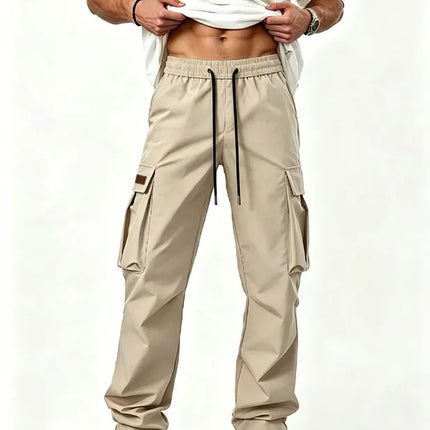 2026American style high street multi pocket workwear pants for men's new trendy loose straight leg versatile casual long pants