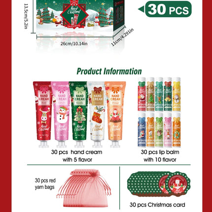Christmas gift set distribution 120PCS/box in bulk, lip balm in bulk, hand cream in bulk, Christmas cards, gift gauze bags