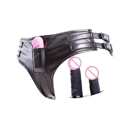 Strap On Realistic Dildo Pants Adult Sex Toys For Women Lesbian Pu Leather Harness Underpants Strap On Dildo With Dildo Strapon