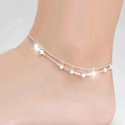2025 New Fashion Anklet Korean Version Of The Jewelry Double Powder Beads For The Women's Anklet Jewelry Wholesale