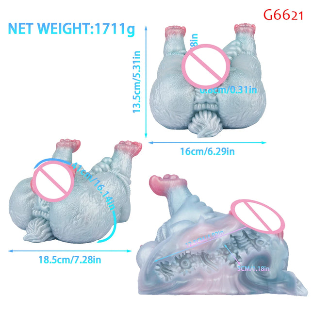 ELKKOST Soft Elastic Silicone Male Masturbator Fantasy Pocket Pussy for Men Textured Massage Channel Stroker 3D Lifelike Butt